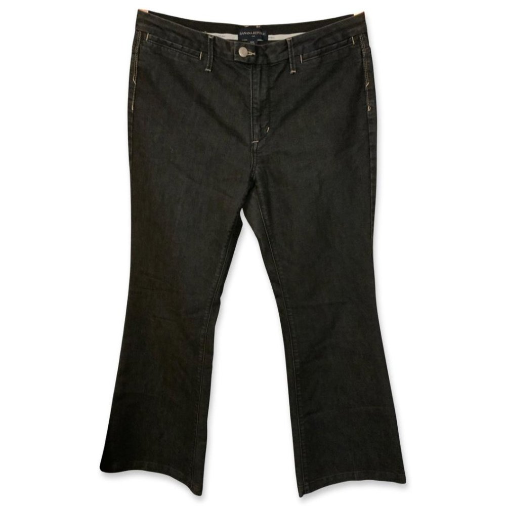 Banana Republic Wide At Waist Adjustable Pocket Button Zip Women 10 R Black - Picture 2 of 9